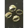 Karışık Lüks Zirkon Taşlı Çelik Yüzük 1 Adet
