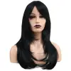 Katlı Kesim Perçemli Düz Fiber Sen Orta Boy Peruk / Siyah