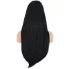 Katlı Kesim Perçemli Düz Fiber Sen Uzun Boy Peruk / Siyah
