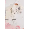 Kedi Desenli 3lü Hırkalı Kız Bebek Takım
