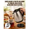 Kettle Su Isıtıcı C F Priz Uyumlu 220 - 240 V Paslanmaz Çelik Kablolu