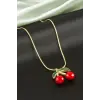 Kiraz Lüks Çelik Kolye