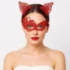 Kırmızı Dantel Maske ve Taç Seti 1 No - Kostüm Seti