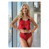 Kırmızı Saten Babydoll Takım