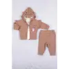 Kirpi Nakışlı % 100 Pamuk 3lü Kız Bebek Takım