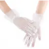 Kısa Boy Güpürlü Beyaz Puantiyeli Tül Eldiven Beyaz Renk Bx40