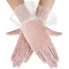 Kısa Boy Güpürlü Beyaz Puantiyeli Tül Eldiven Beyaz Renk Bx40