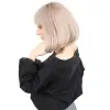 Kısa Küt Perçemli Fiber Sen Peruk / Küllü Bebek Sarı