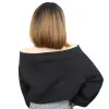 Kısa Küt Perçemli Fiber Sen Peruk / Siyah / Karamel Ombreli