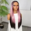 Koyu Kestane Pembe Ombreli Fiber Sen Tül Peruk