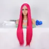 Koyu Pembe Ekstra Uzun Tül Peruk