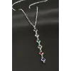 Kristal Taşlı Çelik Kolye