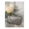 Kumaş Çanta Gümüş Abiye Çanta Taşlı Gece Çantası