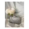 Kumaş Çanta Gümüş Abiye Çanta Taşlı Gece Çantası