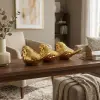 Kuş Tasarımlı Seramik Biblo - Mini Boy - Parlak Altın Renk - Dekoratif Süs