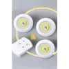 Led Lamba 3lü Uzaktan Kumandalı Yapışkanlı Beyaz Işık