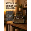 LED’li Nostaljik Bluetooth Hoparlör – Vintage Tasarım, Ahşap Doku