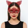 Lüks Kırmızı Dantel Taçlı Maske Seti 2 No - Parti, Balo, Kostüm Aksesuarı Bx40