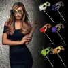 Lüks Taşlı Saplı Maskeli B Maskesi Mor Renk 35 cm