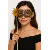 Lüks Taşlı Saplı Maskeli Balo Maskesi Mor Renk 35 Cm Bx40