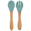 Mama Kaşığı ve Çatal Seti Aqua Green