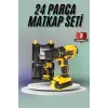 Matkap Seti 24 Parça Çift Bataryalı Darbeli Led Işıklı Vidalama