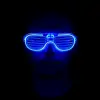 Mavi Led Işıklı Parti Gözlüğü - Neon Glow Şerit Gözlük 3 Modlu Bx40
