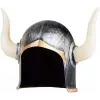 Mega Boynuzlu Viking Ivar Kaskı Eskitilmiş Desen Gümüş Renk Bx40