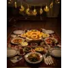 Minareli Hilal LED Işık Gold Metal Gövdeli Pilli Ramazan Dekoru