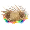 Natural Renkli Püsküllü Örme Hasır Hawaii Şapka