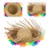 Naturel Renk Püsküllü Örme Hasır Hawaii Luau Aloha Şapka 13x36 cm