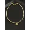Nazar Zirkon Taşlı Metal Boncuklu Kolye