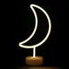 Neon Işıklı Ay Masa Gece Lambası Pil+usb