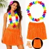 Neon Turuncu Hawaii Etek 40 cm ve Rengarenk Hawaii Kolye