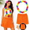 Neon Turuncu Hawaii Etek 40 cm ve Rengarenk Hawaii Kolye