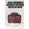 Nostalji Radyo Bluetooth Hoparlör USB-SD Kart Giriş Led Fener Işıklı Bataryalı Pilli