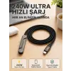 Örgülü 240W Type-C Katlanabilir Telefon Standlı Şarj Kablosu