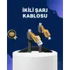 Örgülü Tasarım 4’ü 1 Arada USB-C Lightning Hızlı Şarj Kablosu