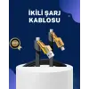 Örgülü Tasarım 4’ü 1 Arada USB-C Lightning Hızlı Şarj Kablosu