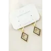 Oval Taşlı Metal Küpe