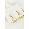 Oval Taşlı Metal Küpe