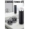 Paslanmaz Çelik 3’lü Termos Seti Vakumlu ve 8 Saat Isı Koruma