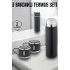 Paslanmaz Çelik 3’lü Termos Seti Vakumlu ve 8 Saat Isı Koruma