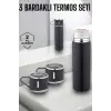 Paslanmaz Çelik 3’lü Termos Seti Vakumlu ve 8 Saat Isı Koruma
