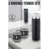 Paslanmaz Çelik 3’lü Termos Seti Vakumlu ve 8 Saat Isı Koruma