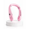 Pembe Boyun Tipi Fan USB Şarjlı Hafif Tasarım Güçlü Hava Üflemeli Serinletici