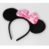 Pembe Fiyonklu Minnie Mouse Tacı Mini Kulak Bx40