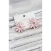 Pembe Kristal Taşlı Lotus Model Kadın Küpe