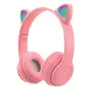 Pembe kulak üstü Bluetooth 5.0 kablosuz kulaklık led ışıklı çocuk tasarımı 1 yıl garantili