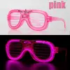Pembe Led Işıklı Parti Gözlüğü - Neon Glow Şerit Gözlük 3 Modlu Bx40